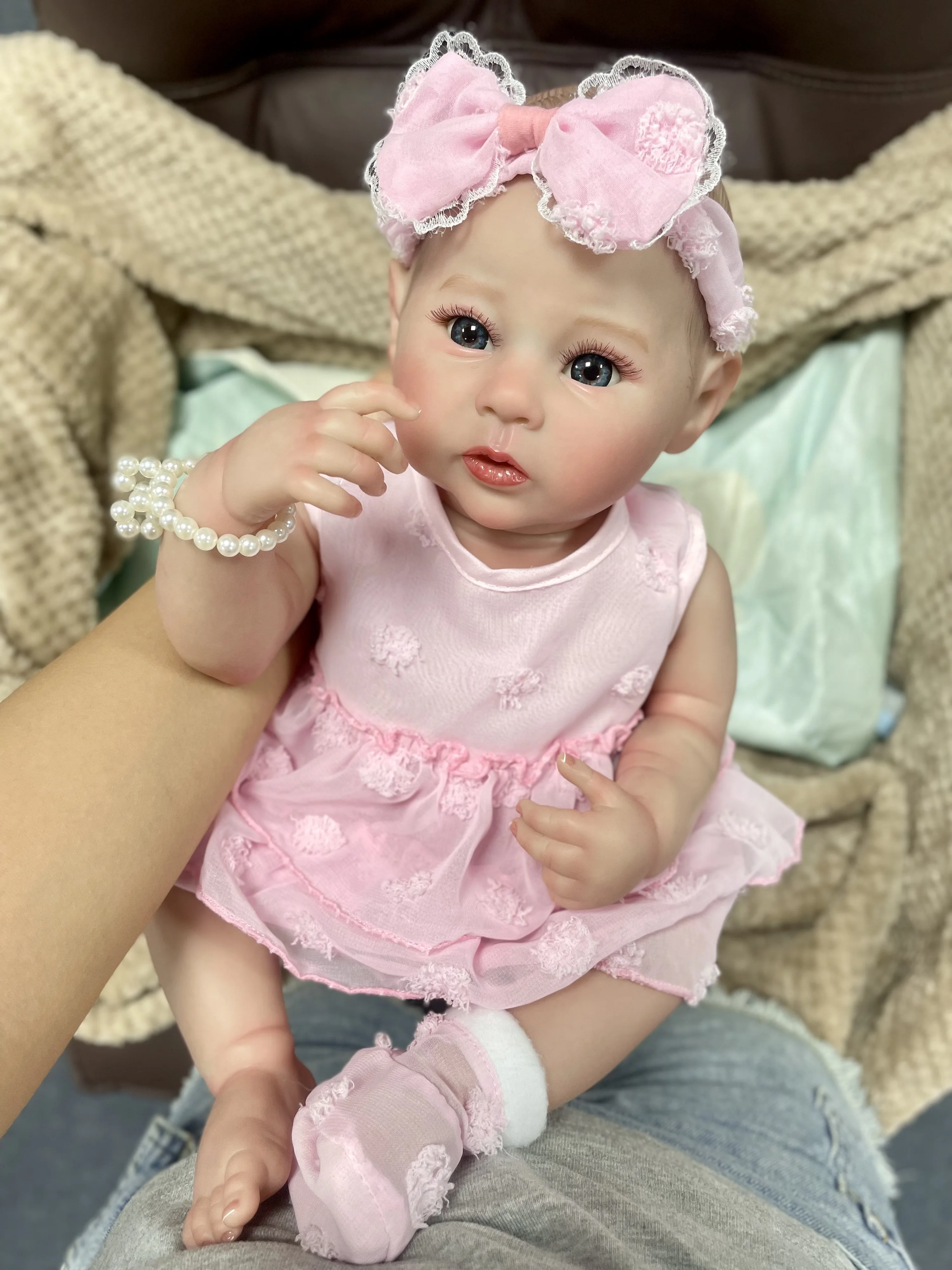 Muñecas Reborn de vinilo de cuerpo completo para niña Reborn de cuervo de 18 pulgadas, piel pintada en 3D lavable, muñeca recién nacida, regalo de Navidad