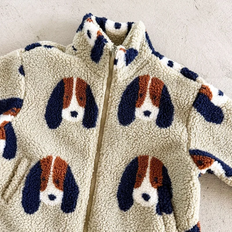 Bellbell Kinder-Lammfell-Wollmantel, Wintermantel mit Blumenmuster und Reißverschluss, 2-10 Jahre, Mädchen-Oberbekleidung, Tiermuster, Fleecejacke für Kleinkinder und Jungen – Detail 20