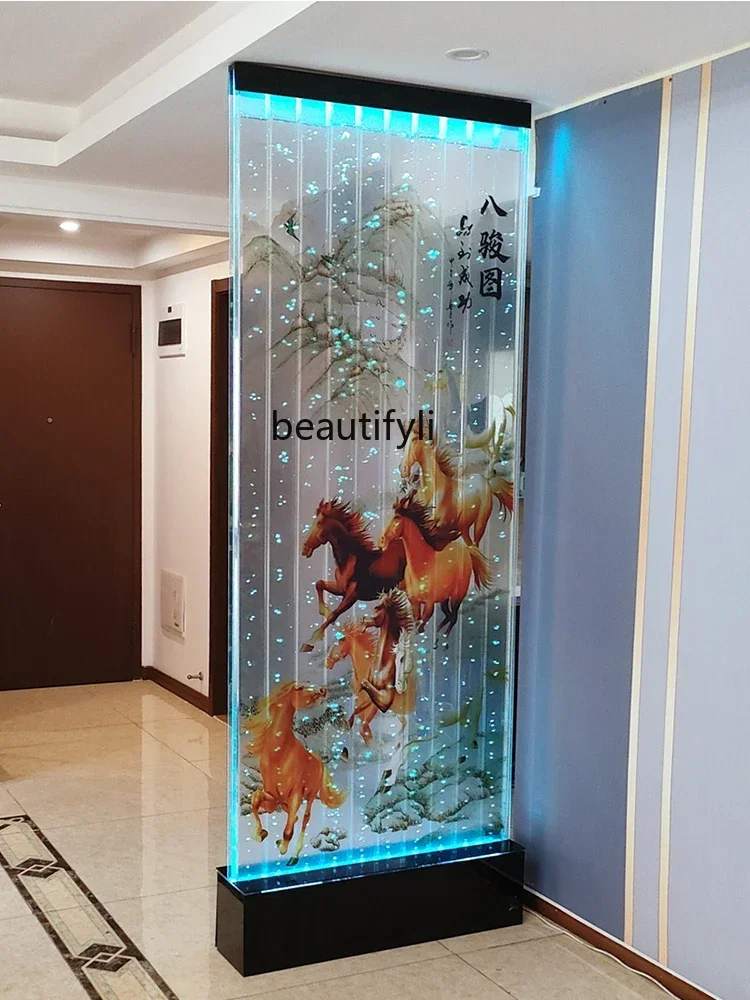 Smart Water Curtain Wall Flowing Water Subareas Screens Entrance Decoration Background Acrylic Bubble Wall