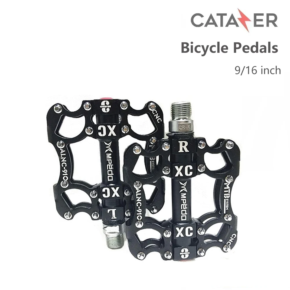 CATAZER Bike Pedals Bicycle Platform Flat Pedals Cycling 3 Bearings Aluminum Alloy Pedal for Road Mountain BMX Bike 9/16 Inch