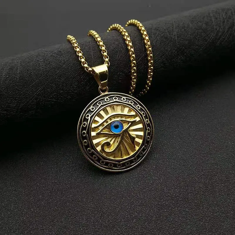 Vintage Horus Eye Pendant Necklace - Egyptian Pyramid Alloy Jewelry for Men Women, Gothic Punk Chain, Unique Festival Gift