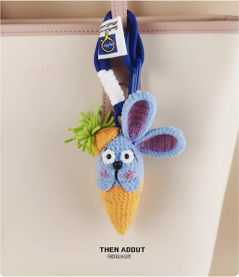 Interesting rabbit carrot bag pendant pendant Keychain pendant niche gift for people.