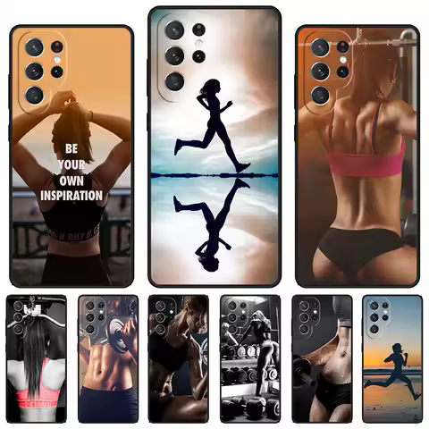Fitness Girl Gym phone case For Samsung Galaxy S24 S23 S22 Ultra Note 10 20 Plus S8 S9 S10 S20 S21 FE Cover