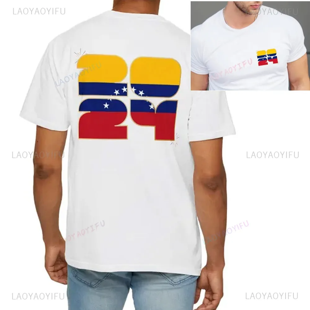 2024 Venezuela Free Men's High Quality Letter Print T-shirt Venezuela Summer Short Sleeve White Fashion Tshirt Is Unisex tops