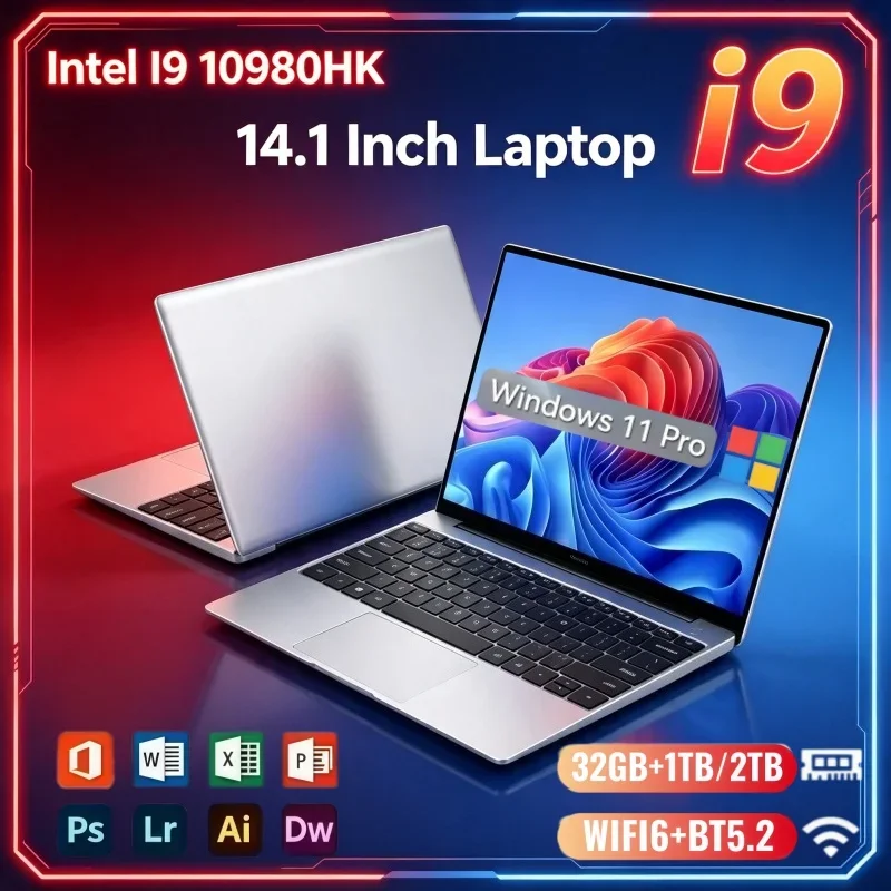 Hot Sale 14.1 Inch Laptop Intel Core i9‑10980HK Windows 11 32GB RAM 2TB SSD Ultra Notebook For Office Daily Home Working