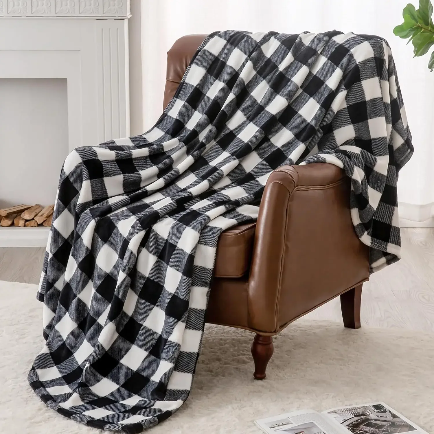 Chunky Plaid Throw Blanket Cozy Knit Throw for Sofa Couch Bedroom Decor Winter Fall