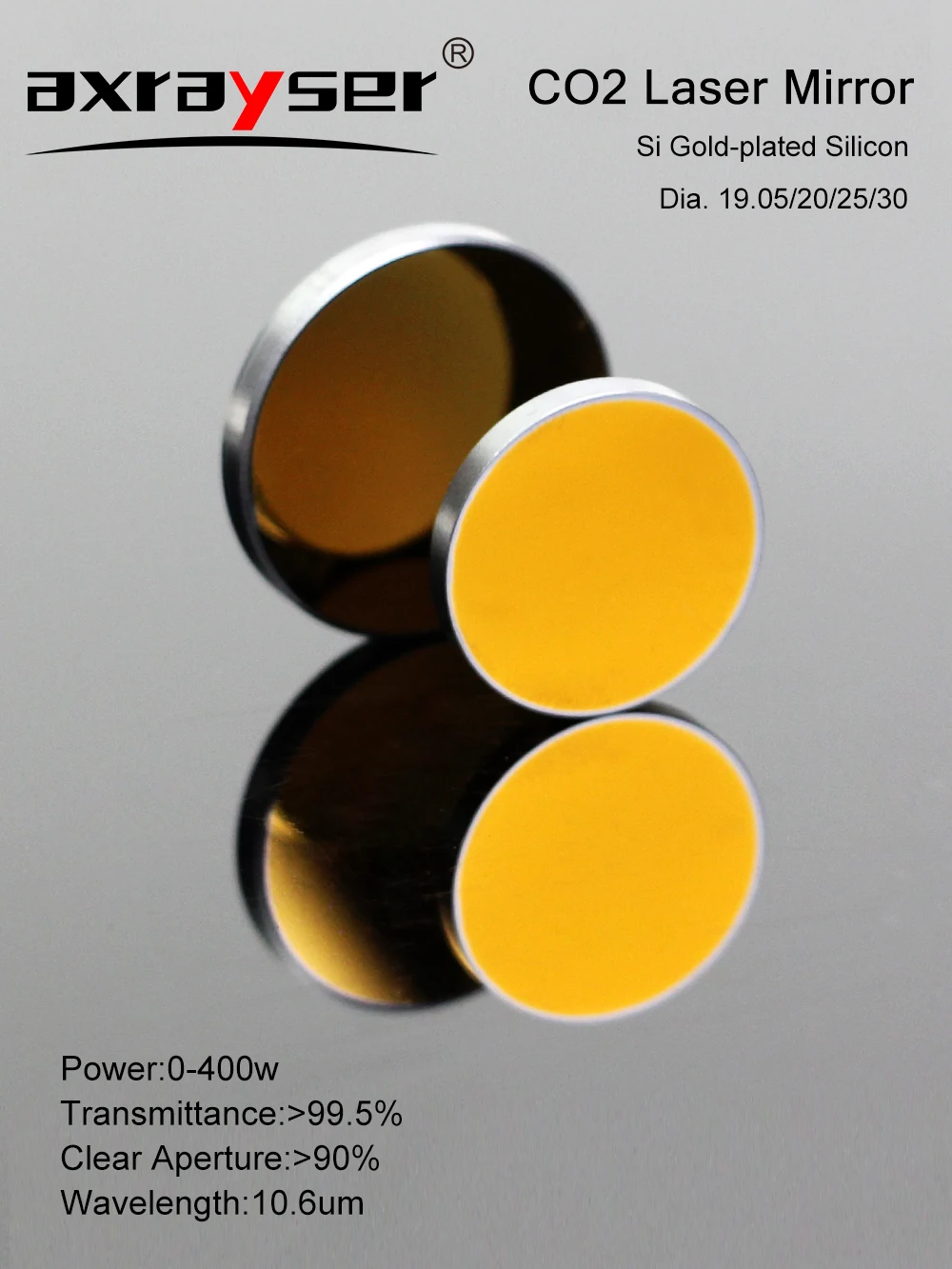 CO2-Laser-Si-reflektierende Spiegel für Graveur-Schneidemaschine, vergoldetes Silizium, Durchmesser 19,05/20/25/30, 10,6 um, 400 W – Detail 7