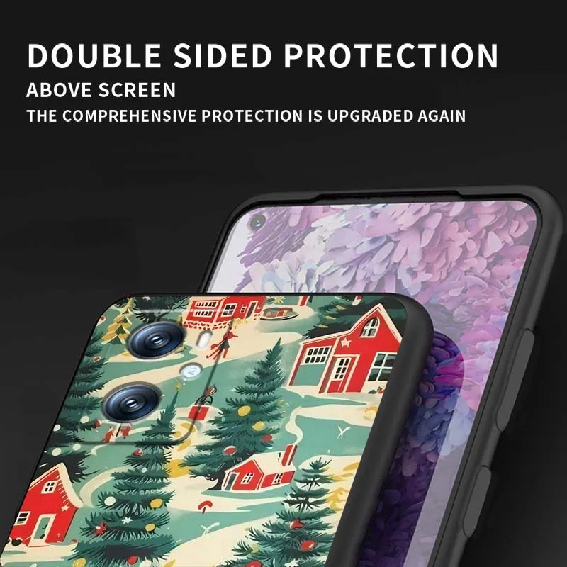 نمط عيد الميلاد ل ممن لهم رينو 5 6 7 A96 A40 A58 Realme GT A74 A78 Neo2 A74 A78 البحث X5 X3 X7 X8 غطاء أسود