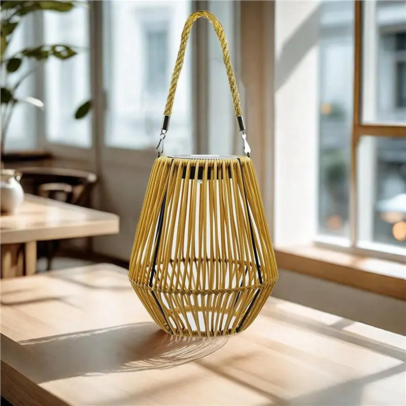 AB66-4X Rattan Solar Lantern Outdoor, LED Garden Lights, Waterproof Wicker Lamp For Patio Decor Garden Patio Courtyard