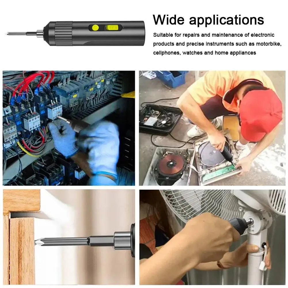 Chave de fenda elétrica com carregamento USB, Chave de fenda recarregável sem fio, Reparação eletrônica ferramenta para eletrodomésticos