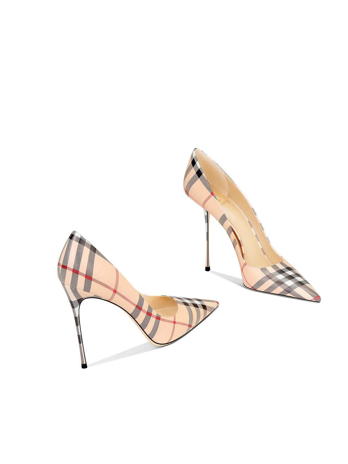 Spring and Autumn New Women's High Heels Plaid Design Pointed Thin Heels Fashion Trend Women's Shoes