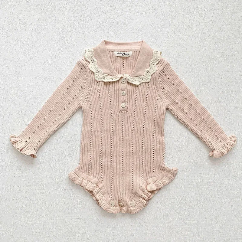 2024 New Autumn Korean Style Newborn Baby Girls Knitted Bodysuits Infant Baby Girls Knitted Jumpsuit Children Knitted Clothes