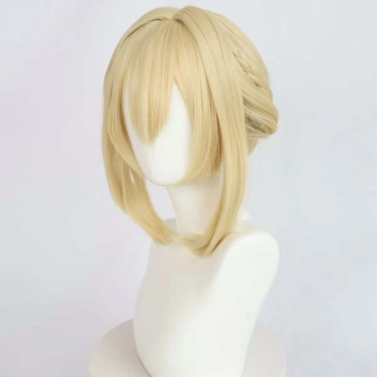 قطعة واحدة من الشعر المضفر باللون الذهبي الفاتح، 2 كيس شعر مجعد، شعر مستقيم، بنفسجي، حديقة أبدية، شعر مستعار على شكل أنمي بنفسجي #3