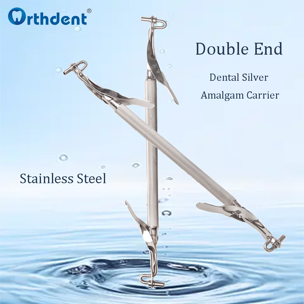 Dental Silver Amalgam Carrier Double End Stainless Steel Amalgam Gun Restorative Cavity Filling Dentistry Delivery Syringe Tools