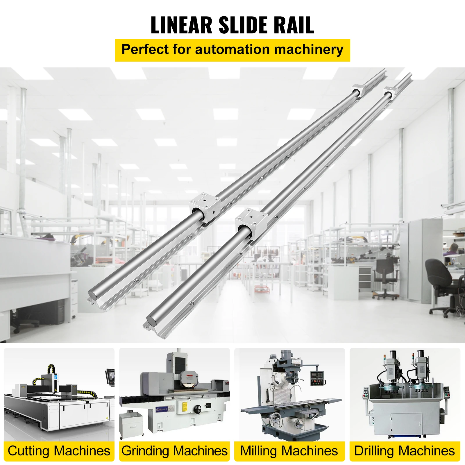 VEVOR Linear Rail, 2 PCS SBR 20-2200mm, Linear Guideway Rail, and 4 PCS SBR20UU Square Type Carriage Bearing Blocks, Linear Guid