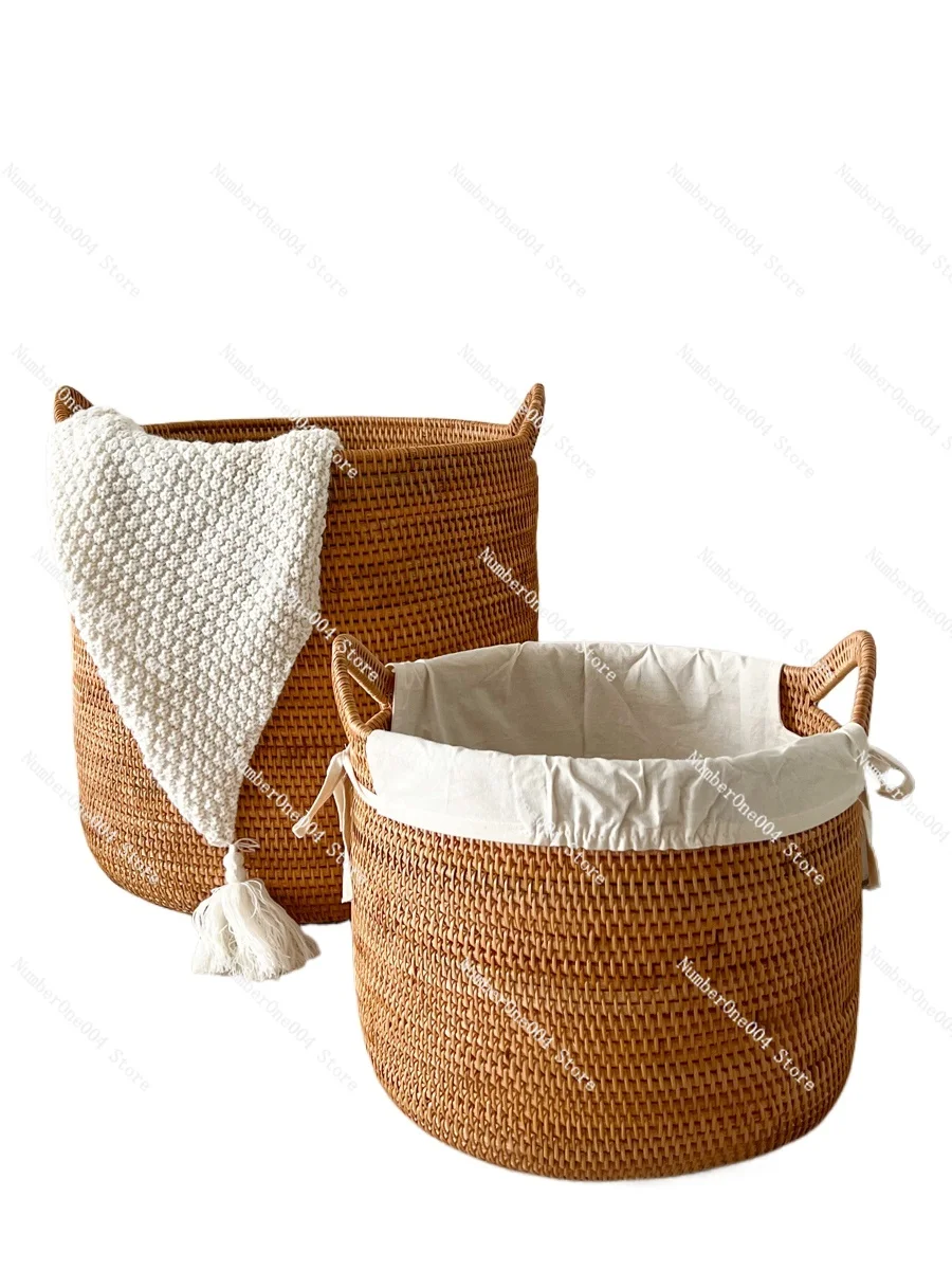 

Rattan dirty laundry basket Dirty laundry storage basket Bathroom household dirty basket clothes storage bucket