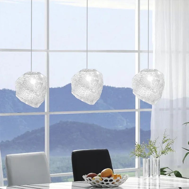 Nordic Ice Cube Glass Pendant Lamp Dinning Hanging Light Bar Hanging Light Indoor Living Room Lighting Bedroom Decoration