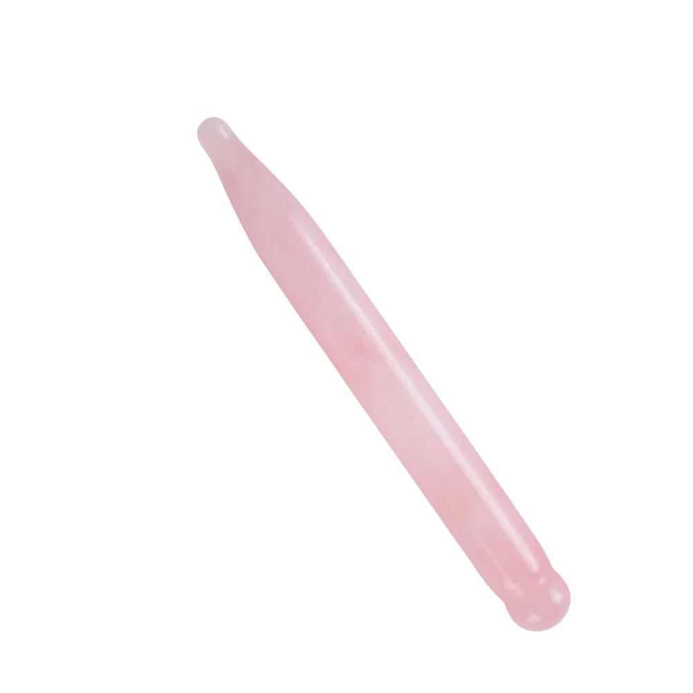 แท่งนวดคริสตัลโรสควอตซ์ แท่งกัวซาหยกธรรมชาติสำหรับบำบัดจุดฝังเข็มบนใบหน้าและดวงตา และเครื่องมือนวดตัว
