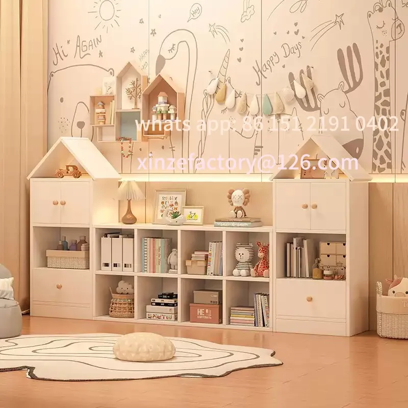 Customizable bookshelf household bookcase with door shelf floor storage rack toy short cabinet free combination lattice cabinet