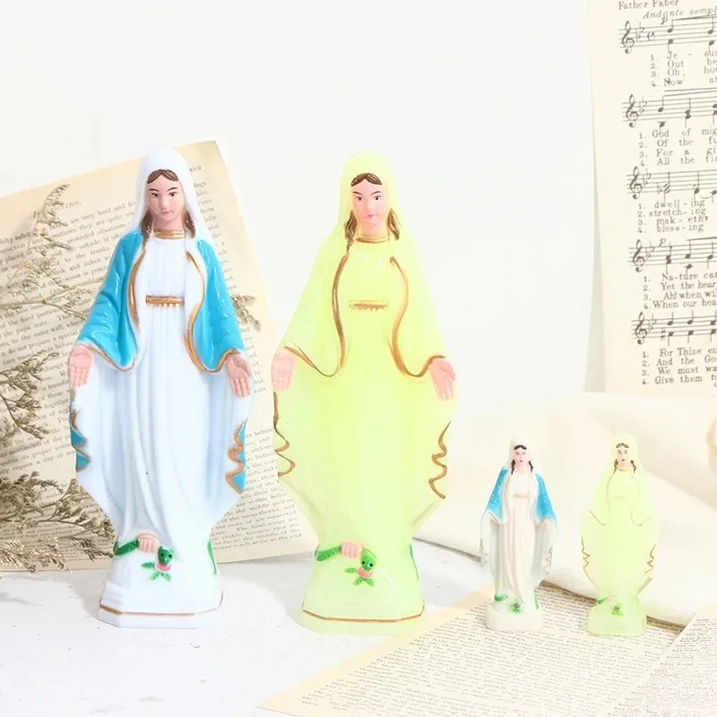 Small Catholic Mary Statue Madonna Handmade Virgin Mary Statue Jesus Desktop Home Decorative Ornaments 6.5cm