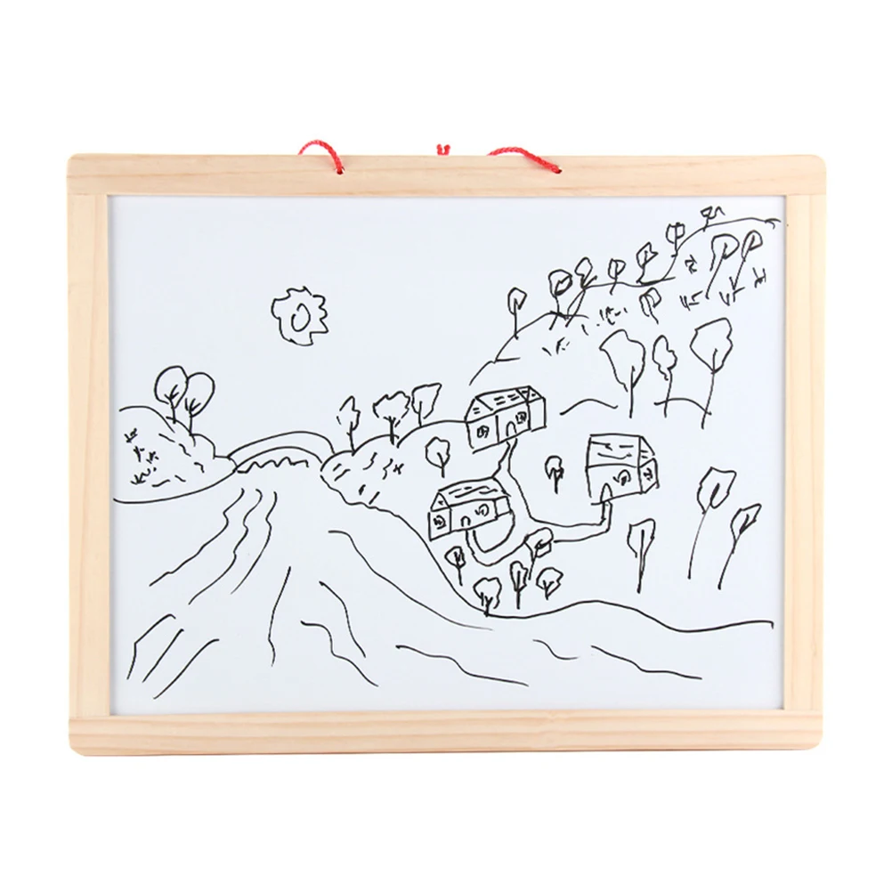 

1 Set Wood Magnetic Blackboard Double-Sided Smooth Small Hanging Friendly Eco Whiteboard For Home School Study Room Use