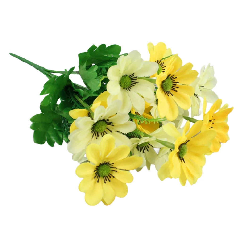 1 Bouquet 14 Heads Artificial Flowers Plastic Fake Silk Daisy Flower Wedding Flower Bouquet Home Garden Party Decoration