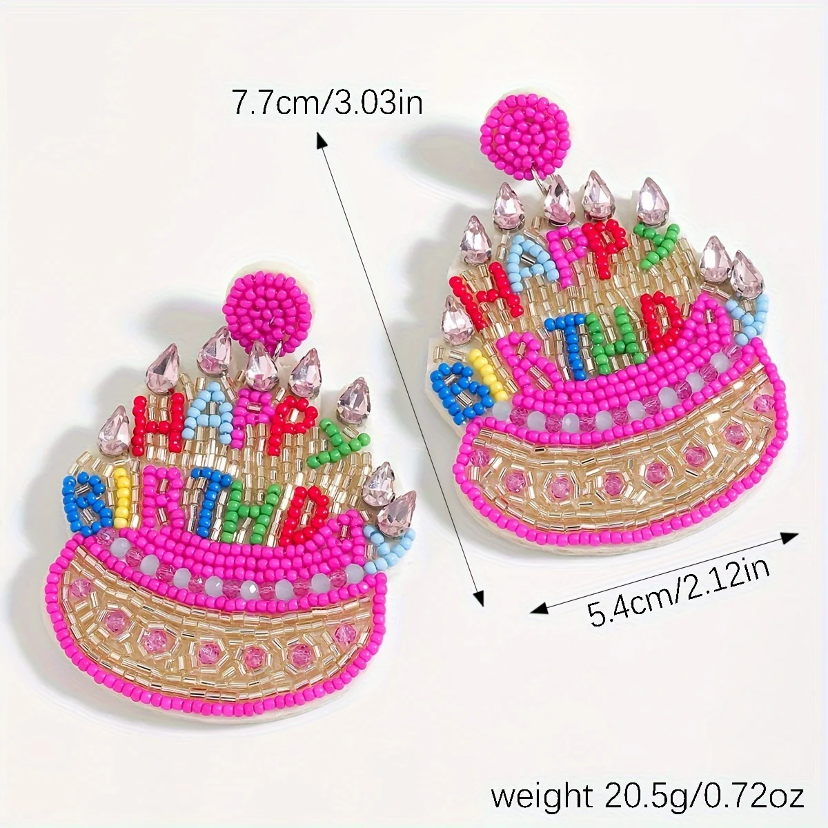 Vedwas Bohemian Handmade Beaded Cake Dangle Earrings,Cute HAPPY BIRTHDAY Letter Celebrate Birthday Party Women Accessories