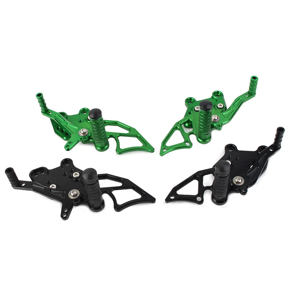 Motorcycle Rear Sets Foot Pegs Rest Pedal Footrest For Kawasaki NINJA300R EX300 2013-2016 Black/Green Aluminum