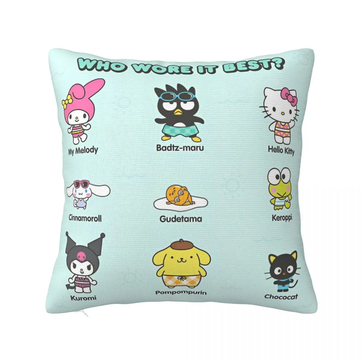 Printed Sanrio Kuromi Melody Hello Kitty Pillowcase Polyester Cushion Cover Cartoon Throw Pillow Case Cover Home Zipper