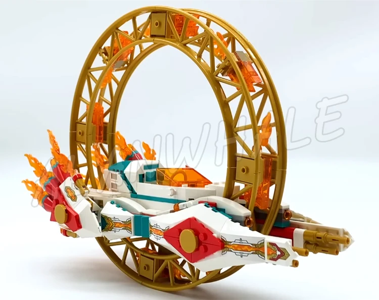 964pcs Monkie Kid Nezha's Fire Ring Evil Macaque Jet Aircraft Bone Demon 70005 Building Kits Toys Compatible With Bricks