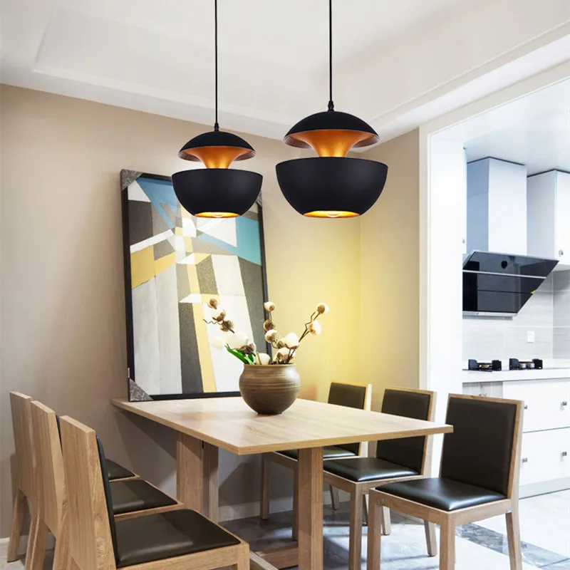 Modern Minimalist Chandelier Creative Bedroom Headboard Pendant Lights Iron Shape Single Head Apple LED Hanging Lamps