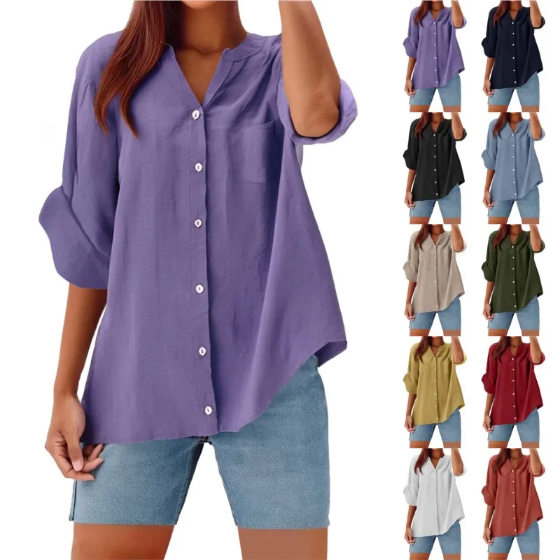 

Women's 2025 summer and autumn casual top loose long sleeved shirt Korean women's S-XXXL chemise femme camisas de mujer