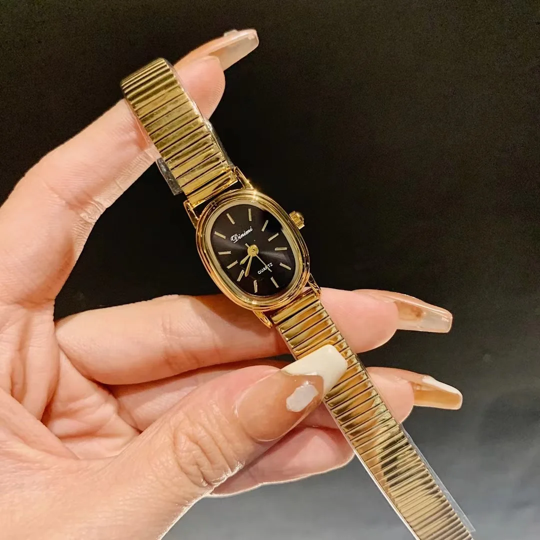 

Unusual Perfect Oval Antique Watches for Women Golden Thin Bracelets Wrist watch Quartz Vintage Old Fashion Watch Analog Relogio