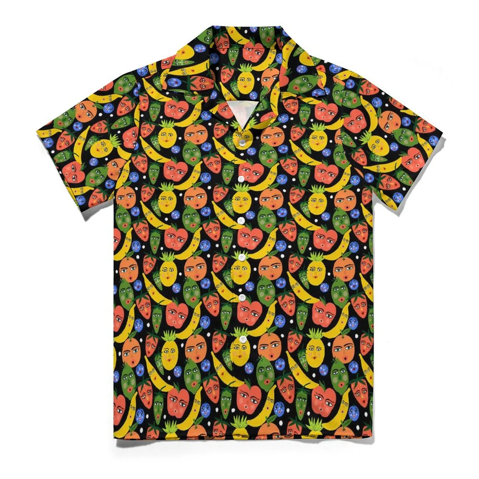 

Hawaiian Shirt Beach Fruit Print Blouses Funny Fruit Salad Novelty Casual Shirts Man Short Sleeves Harajuku Oversized Top