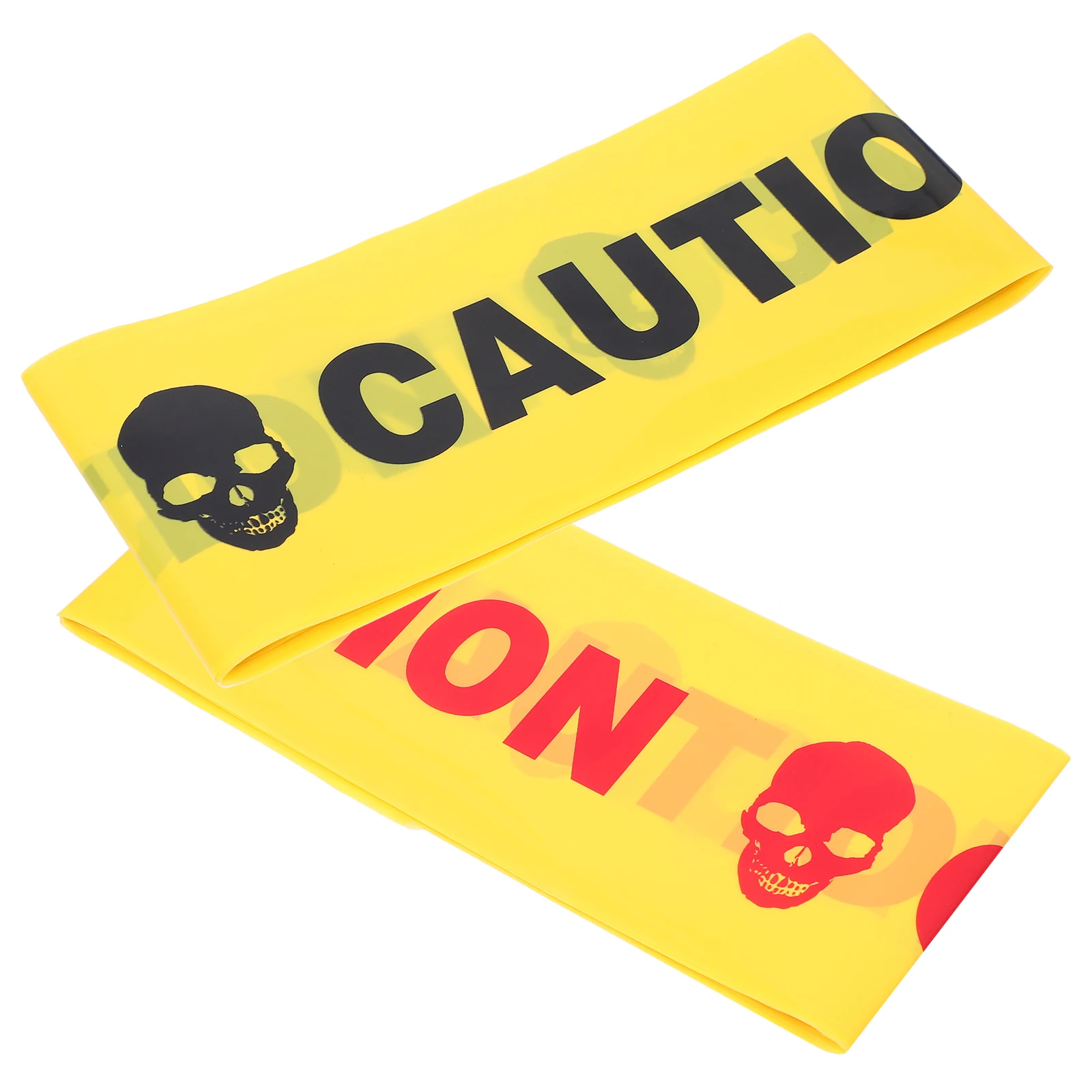 

2 pcs Safety Warning Belt Yellow Caution Orange Tape Halloween Skull Patterned Weatherproof Construction Party Supplies
