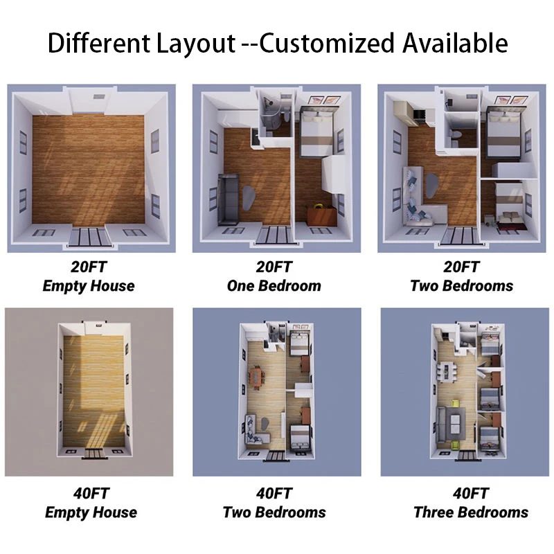 منزل فاخر قابل للطي شبه مخصص بطول 40 قدم، تصميم جديد، منزل حاوية قابل للتوسيع بطول 20 قدمًا، مخصص 1-4 غرف نوم