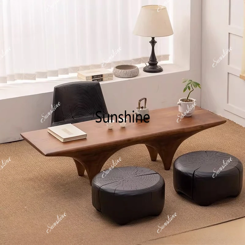 

Living room retro solid wood coffee table original wooden pier bench home retro tea table
