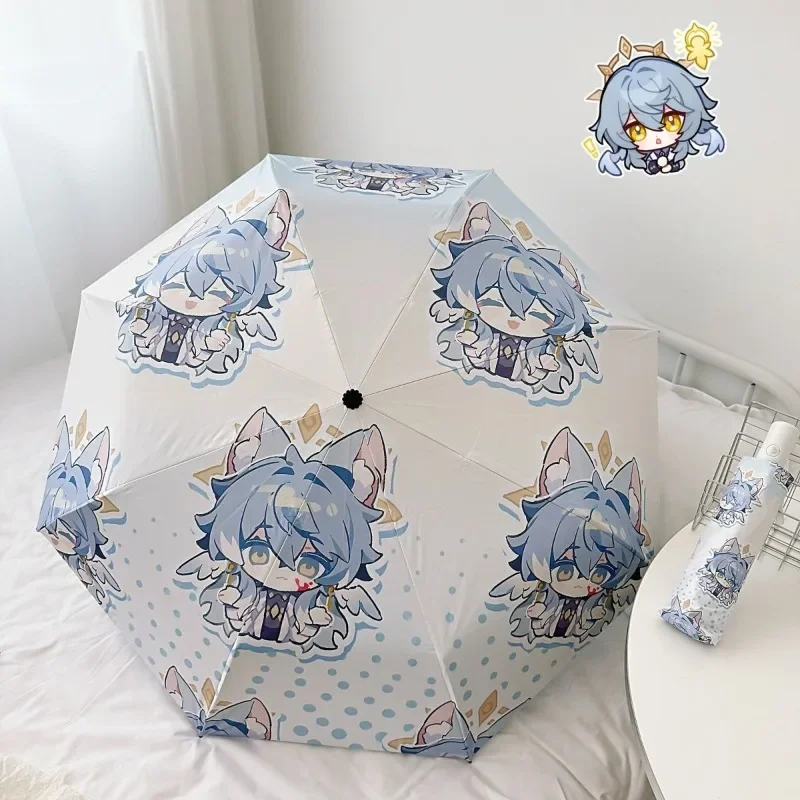 Honkai:Star Rail figura de Anime engrosada domingo hombres y mujeres paraguas plegable portátil Manual Universal paraguas esenciales para el hogar