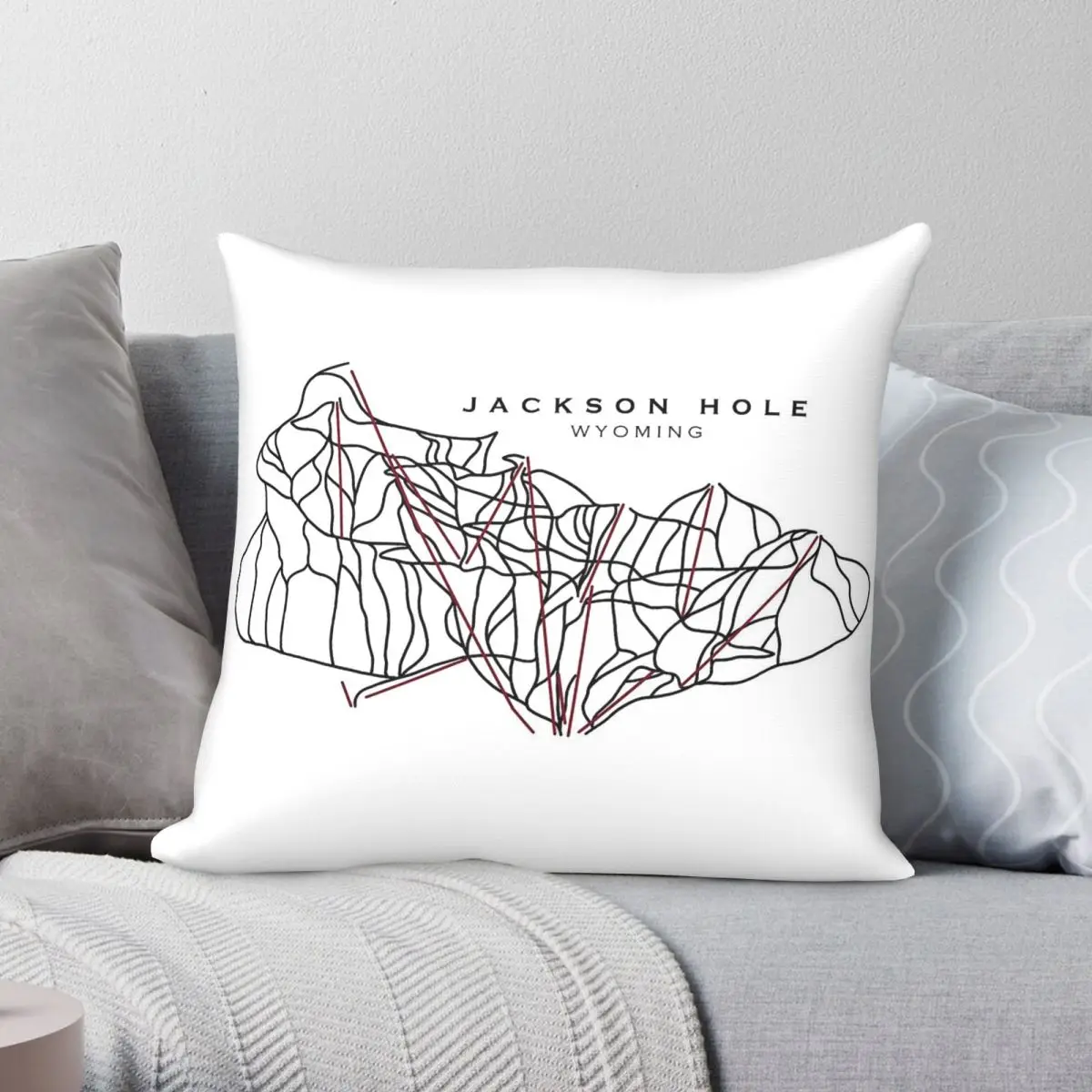 Jackson Hole Wyoming Ski Square Pillowcase Polyester Linen Velvet Printed Zip Decor Pillow Case Sofa Seater Cushion Cover 45x45