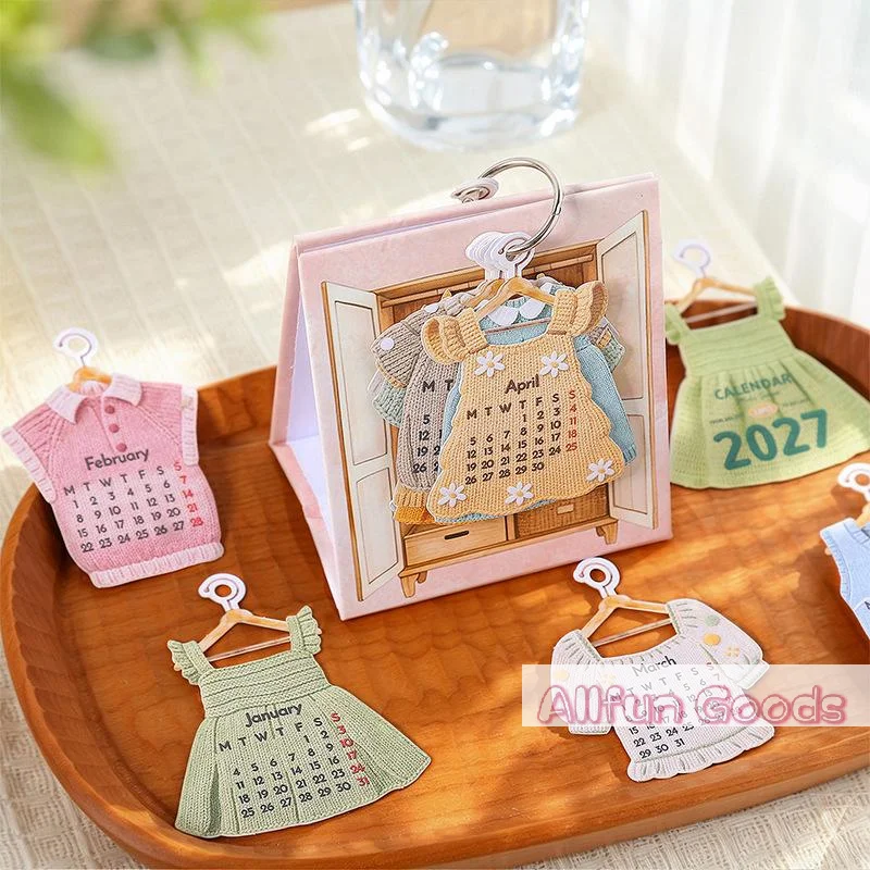 2027 Creative Desktop Calendar Clothing Shaped Pages And Ring Binding For Home Office Desk Decor Daily Schedule Arrangement