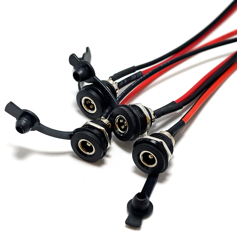 Pre-wired DC Female Jack 5.5x2.1/5.5x2.5mm with 20AWG Cable, High Current DC Power Charging Socket Connector for CCTV LED Power