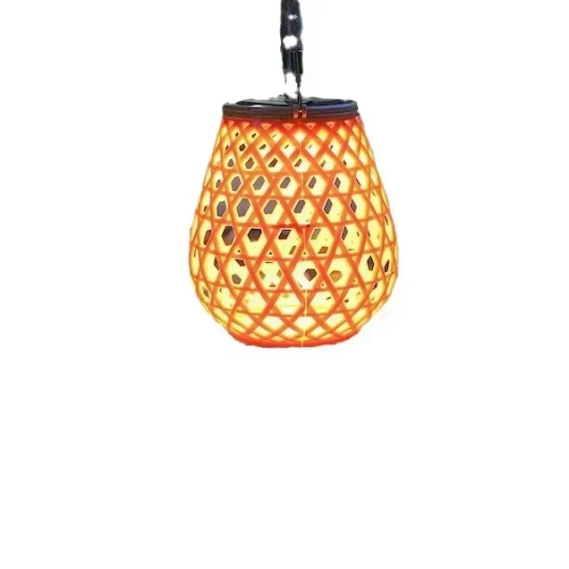 2024 Solar Outdoor Lamp Courtyard Landscaping Layout Atmosphere Chandelier Garden Balcony Rattan Landing Portable Bamboo Lantern