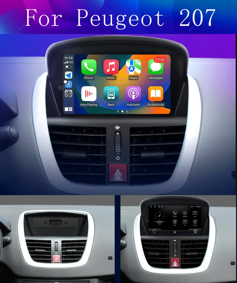 لبيجو 207 مشغل راديو السيارة متعدد الوسائط مزدوج DIN 7 بوصة مع نظام ترفيه السيارة USB وبلوتوث