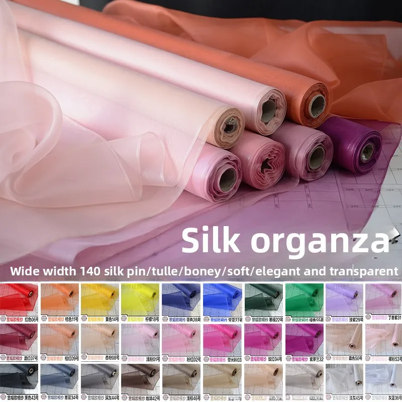 

Solid Color Silk Organza Fabric for DIY Sewing Handmade Dress Accessories Clothing Fashion Material Cloth By The Meter