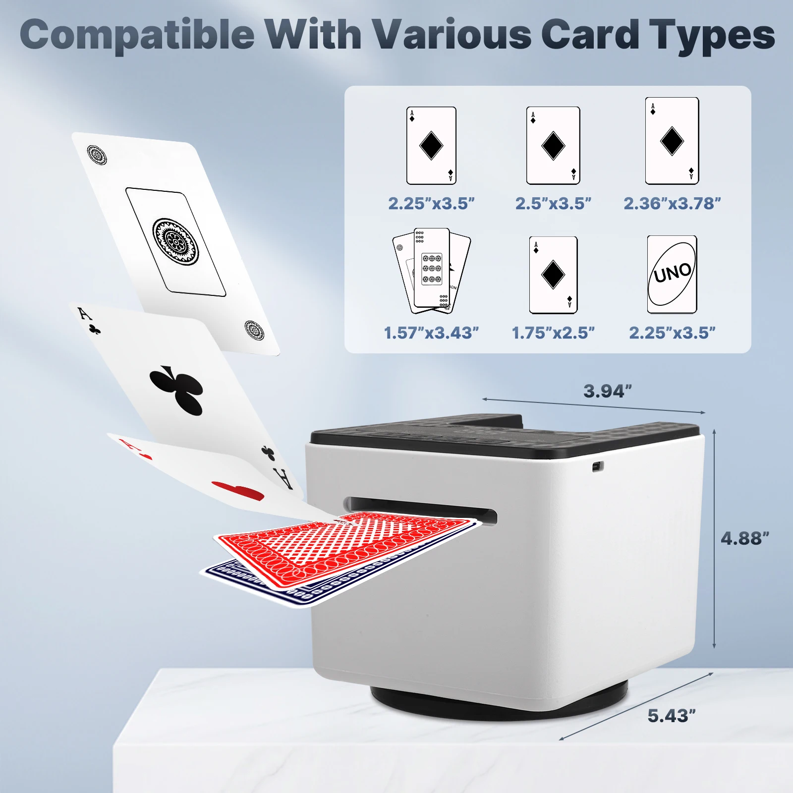 تاجر البطاقات الأوتوماتيكي 1-8 لاعبين خالية من الاختلط عن طريق عشوائي دوار 360 1-2 طوابق USB آلة تعامل البطاقات القابلة لإعادة الشحن #4