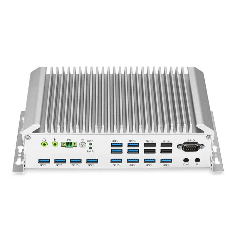 Fanless Compact  i3-6100U  mini box pc   Industrial Computer  2LAN   6COM  16xUSB/12xUSB3.0 9V-30V  IEC60068