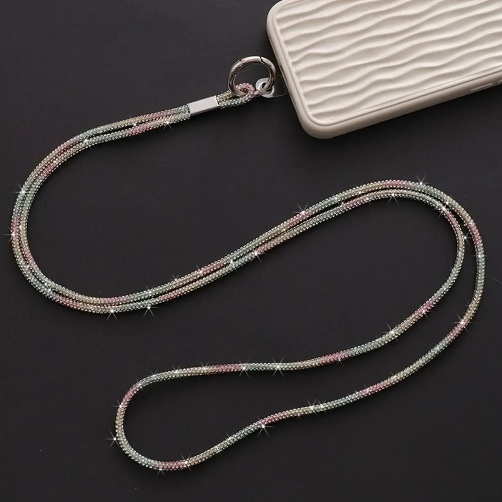 Glitter Crystal Rhinestone Phone Lanyard Bright Bling Bling Phone Case Chain Straps Phone Anti-lost Rope Phone Accessories