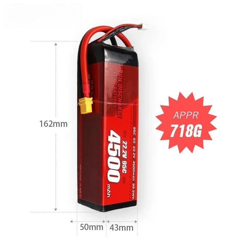Professional High Rate 4500mAh 6S 22.2V 95C Premium Lipo Battery Special For RC Model Aircraft