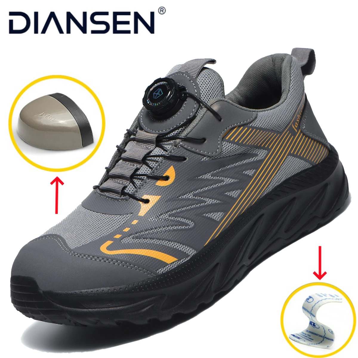 Rotating Button Men Safety Shoes Construction Working Boots Steel Toe Shoes for Men Anti Piercing Anti-smash Protective Shoes