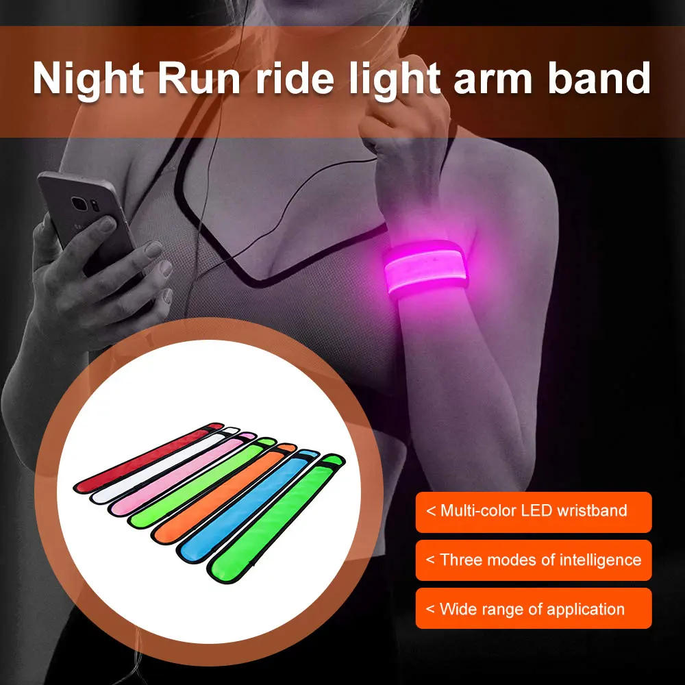 

LED Flash Bracelet Luminous 7 Colors Running Armband Cycling Warning Wrist Strap Glowing Slap Webbing Neon Light Bar Party Props